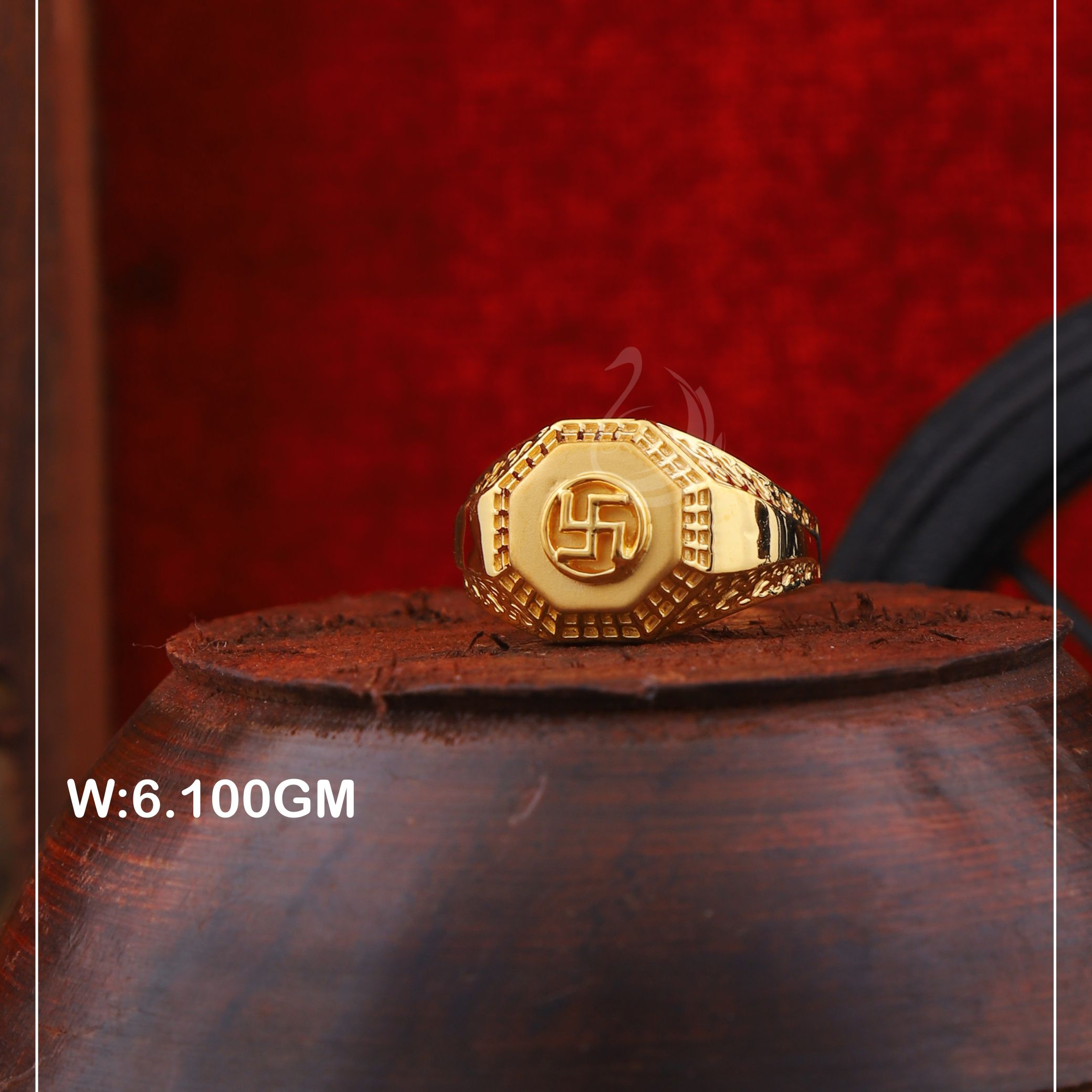 916 Gold Handmade Swastik Ring PJR05