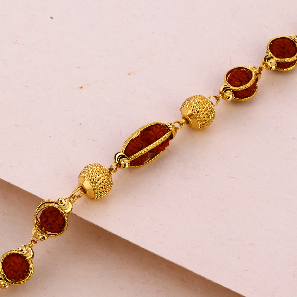 Rudraksha Bracelet With Golden Cap (Brown) - Original Tulsimala-sonthuy.vn