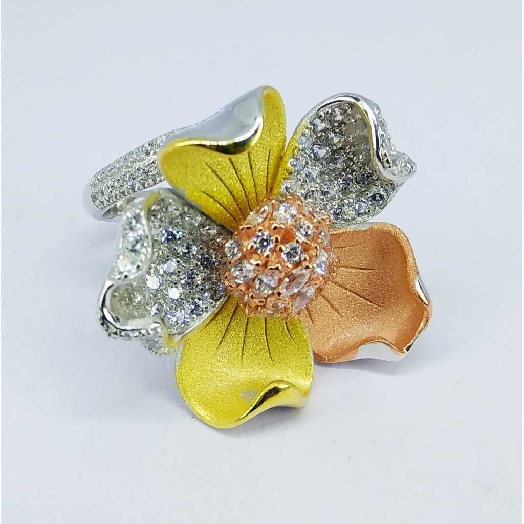Tri colour silver ring MG-R001