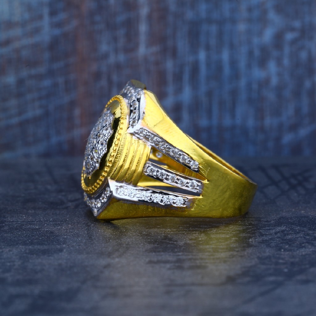 Mens Exclusive 916 Gold Fancy Cz Ring-MR04