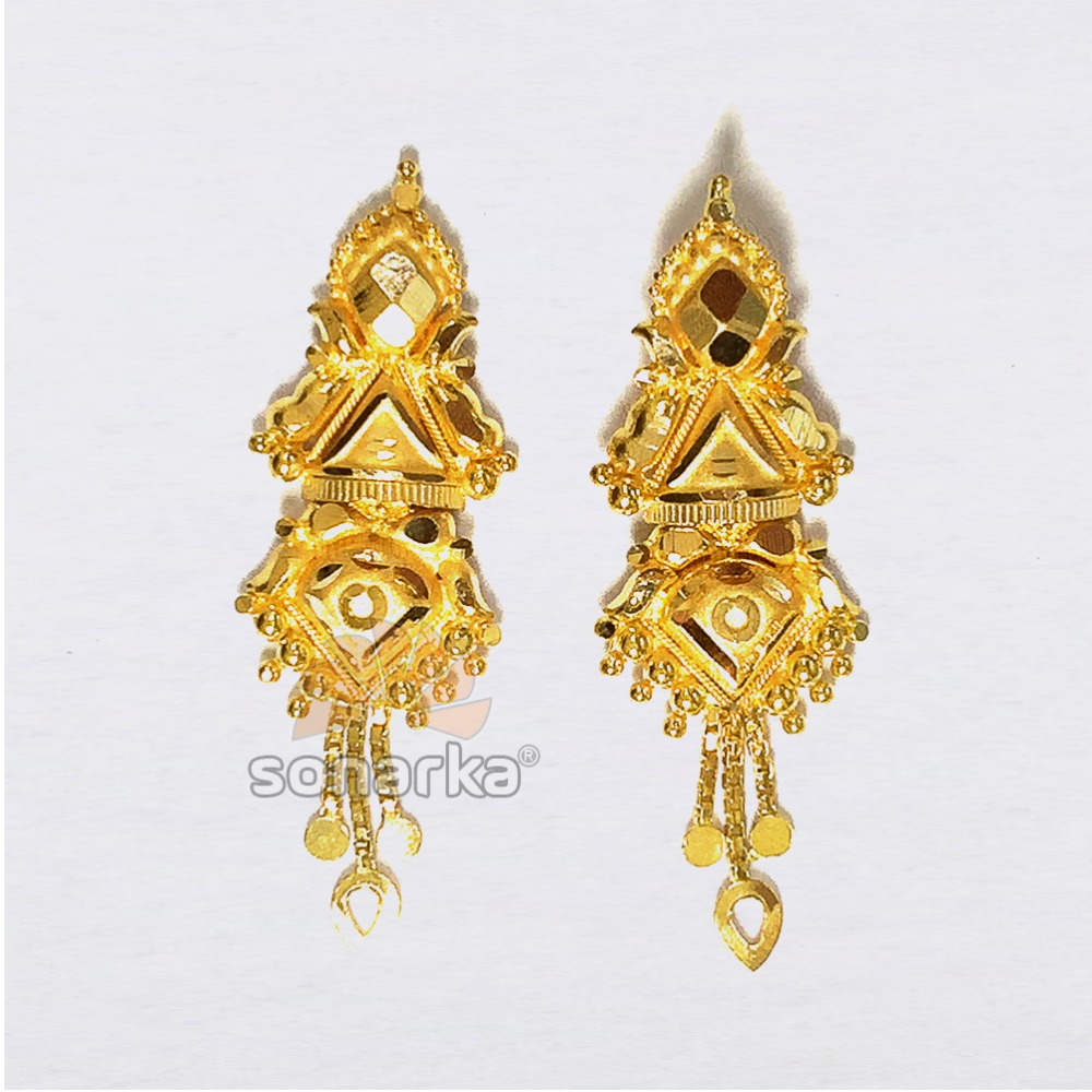 Indian 916 Yellow Gold Earrings for Ladies