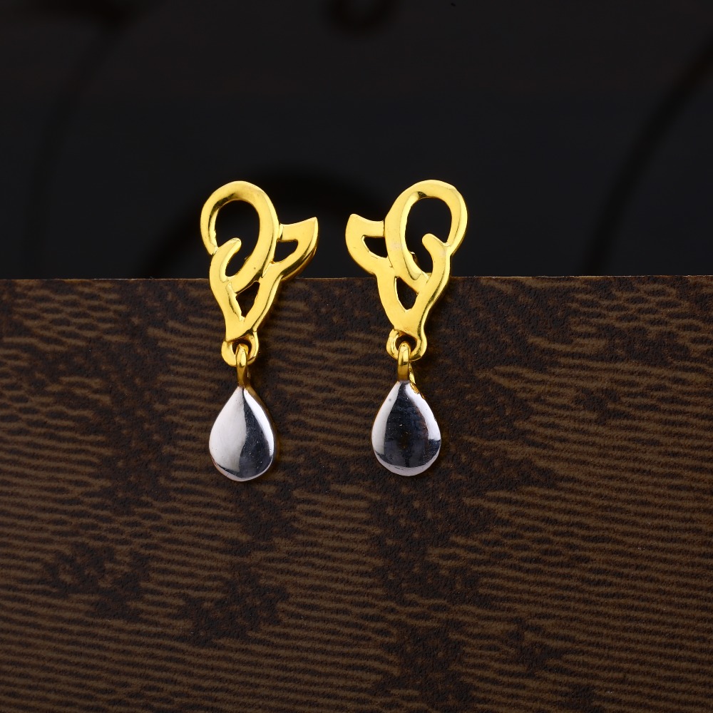 Ladies 916 Gold Designer Plain Earring -LPE209