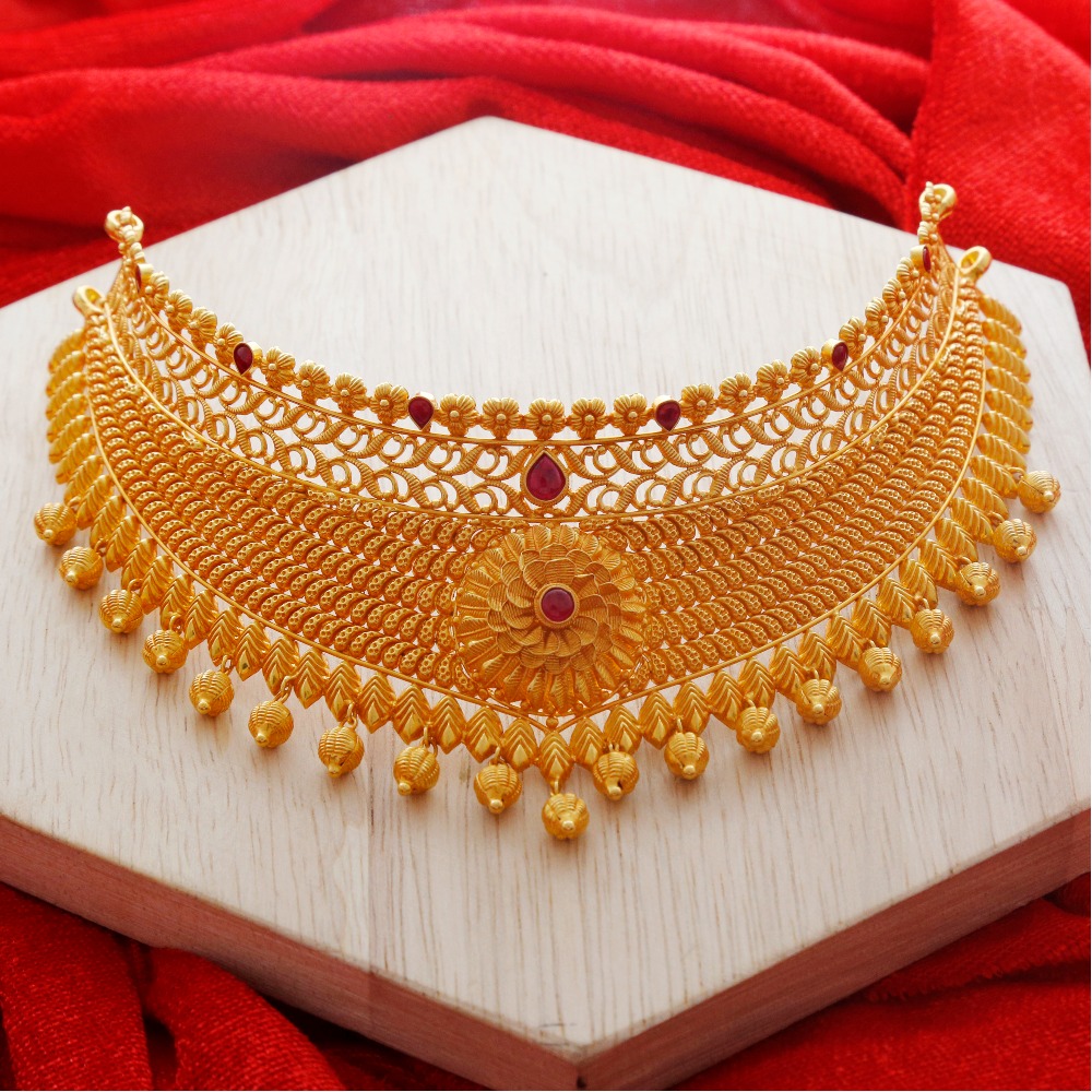 22carat gold choker necklace set 