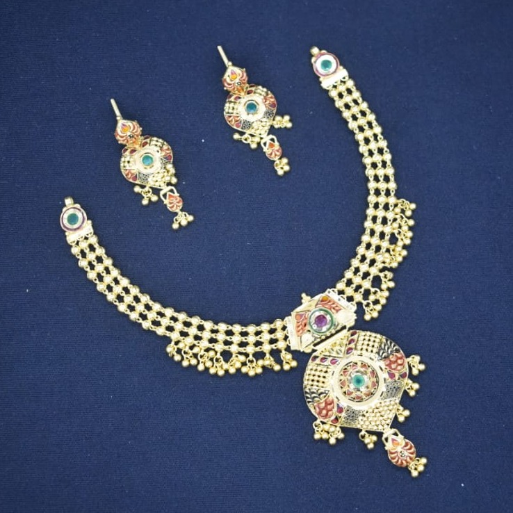 22Kt Gold Antique Necklace Set MK-N02