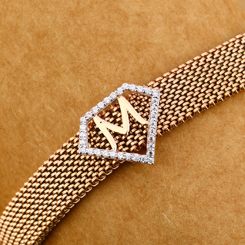 750 Rose Gold Men's Designer Leather Bracelet MLB275
