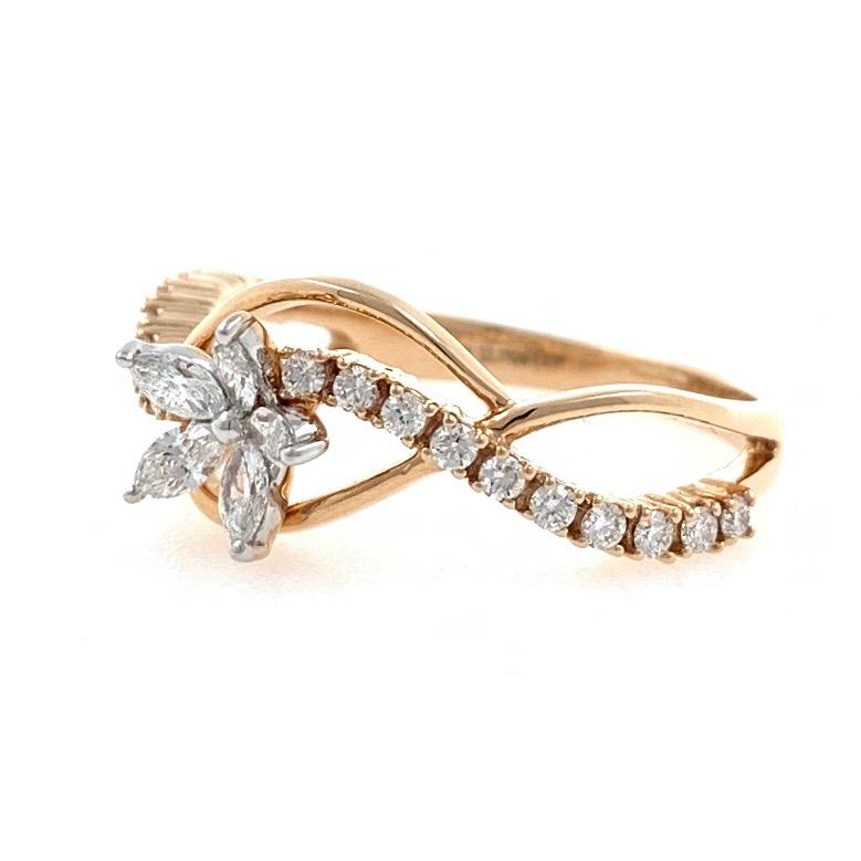 18kt / 750 rose gold flower diamond ring for ladies 8lr313