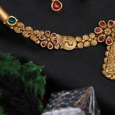 22KT/ 916 Gold Antique wedding bridle necklace set for ladies