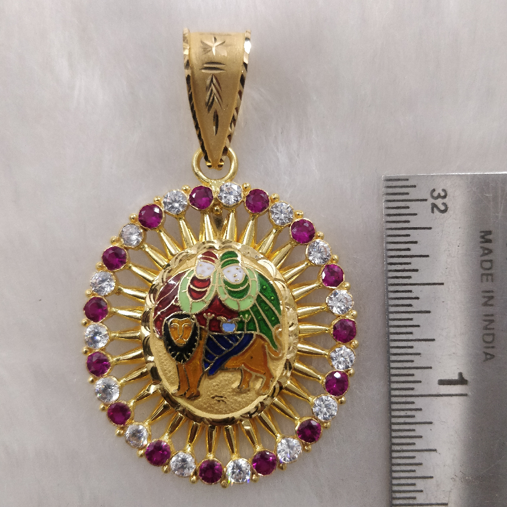 916 Gold Fancy Gent's Chamunda Maa Minakari Pendant