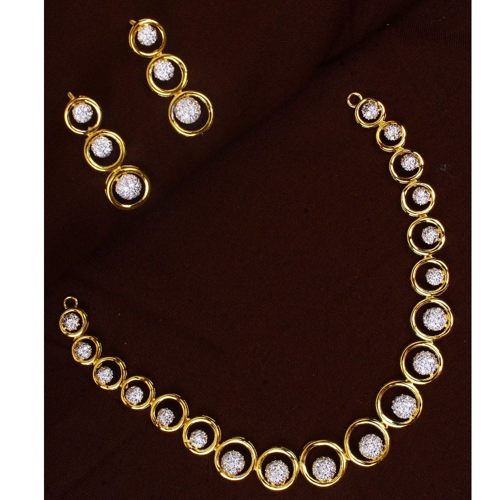 gold unique diamond Necklace set  25