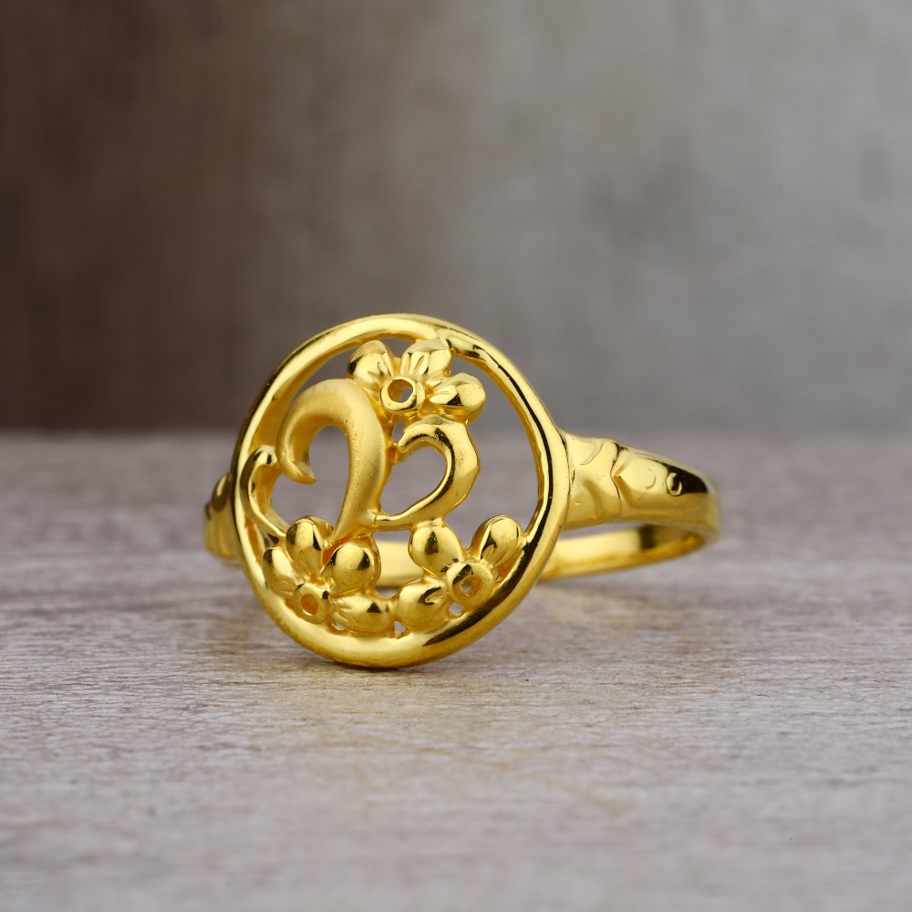 Admier Gold Plated Brass Round Challa Designer Free Size Ring For Girls  Women.