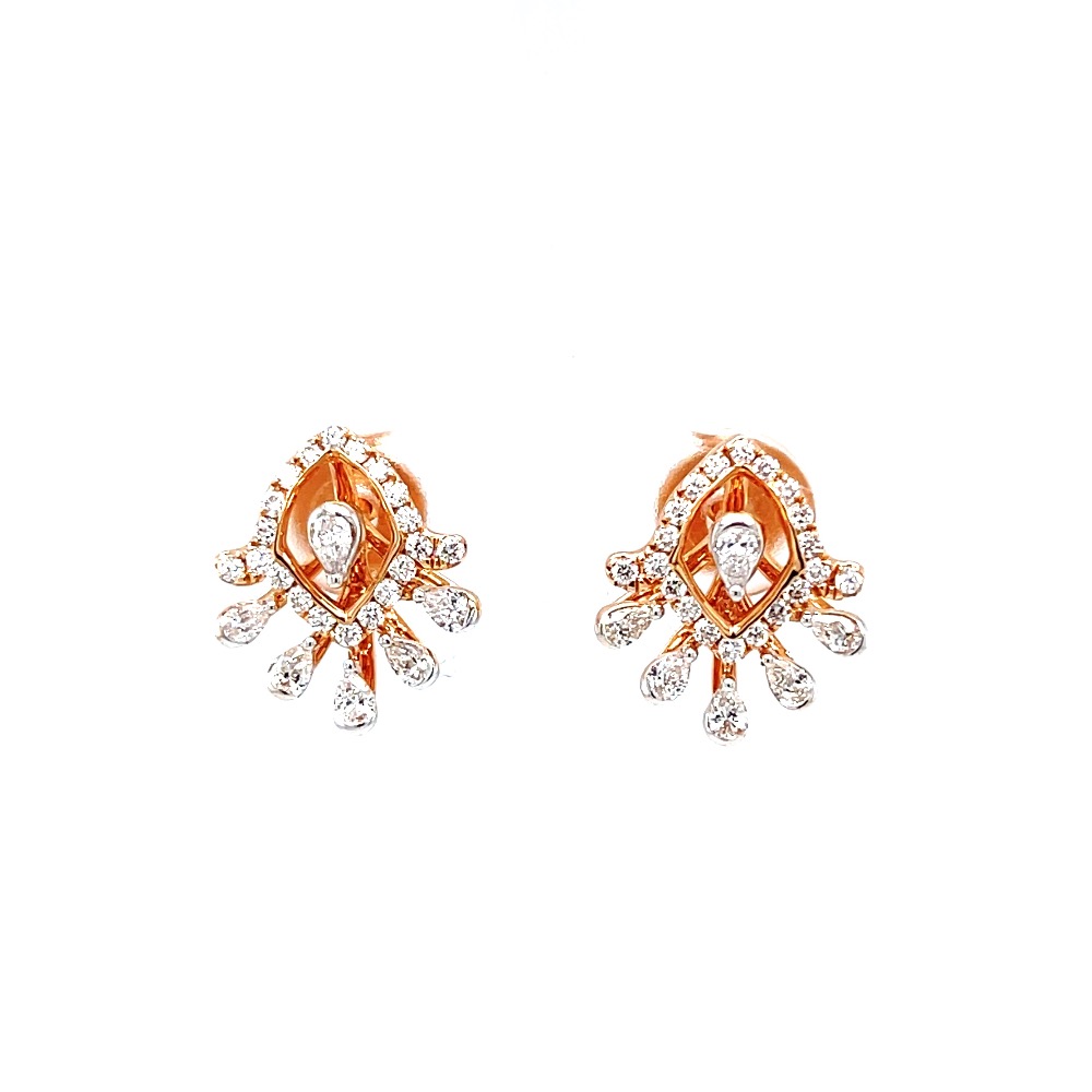 Fancy diamond studs with pear diamonds in rose gold 0top183