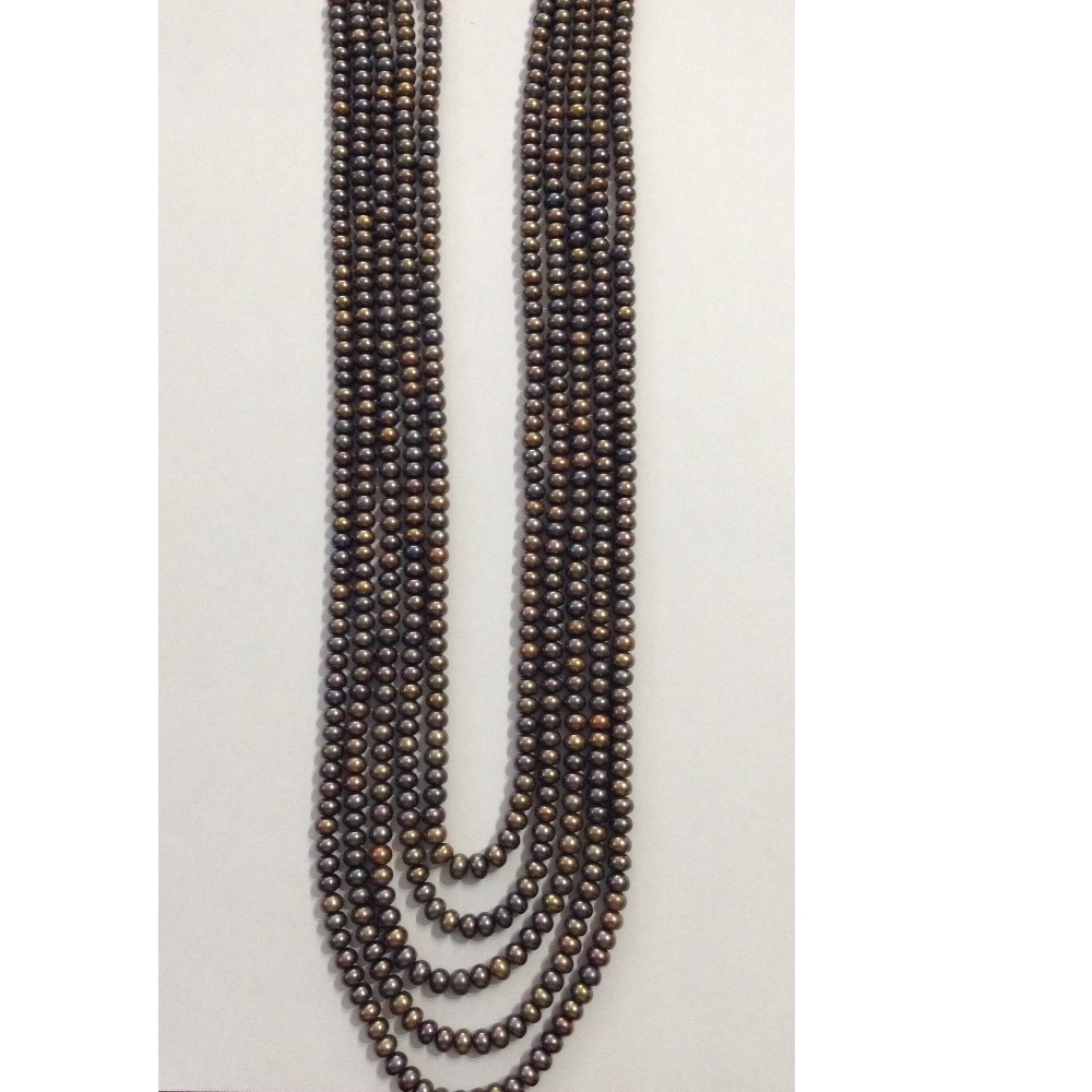 Freshwater Brown Flat Pearls Necklace 5 Layers JPM0113