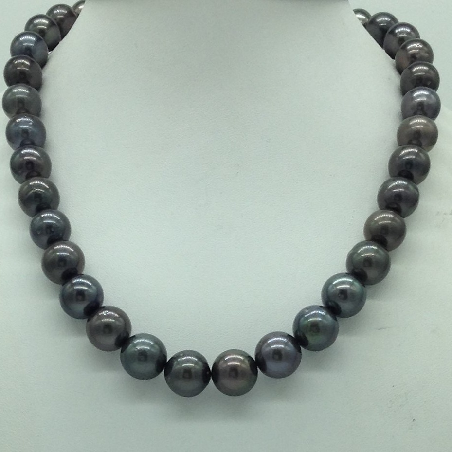 Black round tahitian south sea pearls strand jpm0404