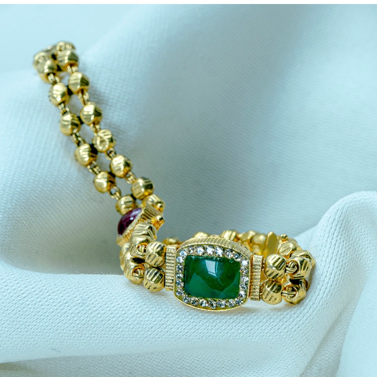 916 Gold Green Stone Antique Bracelet lB-581 