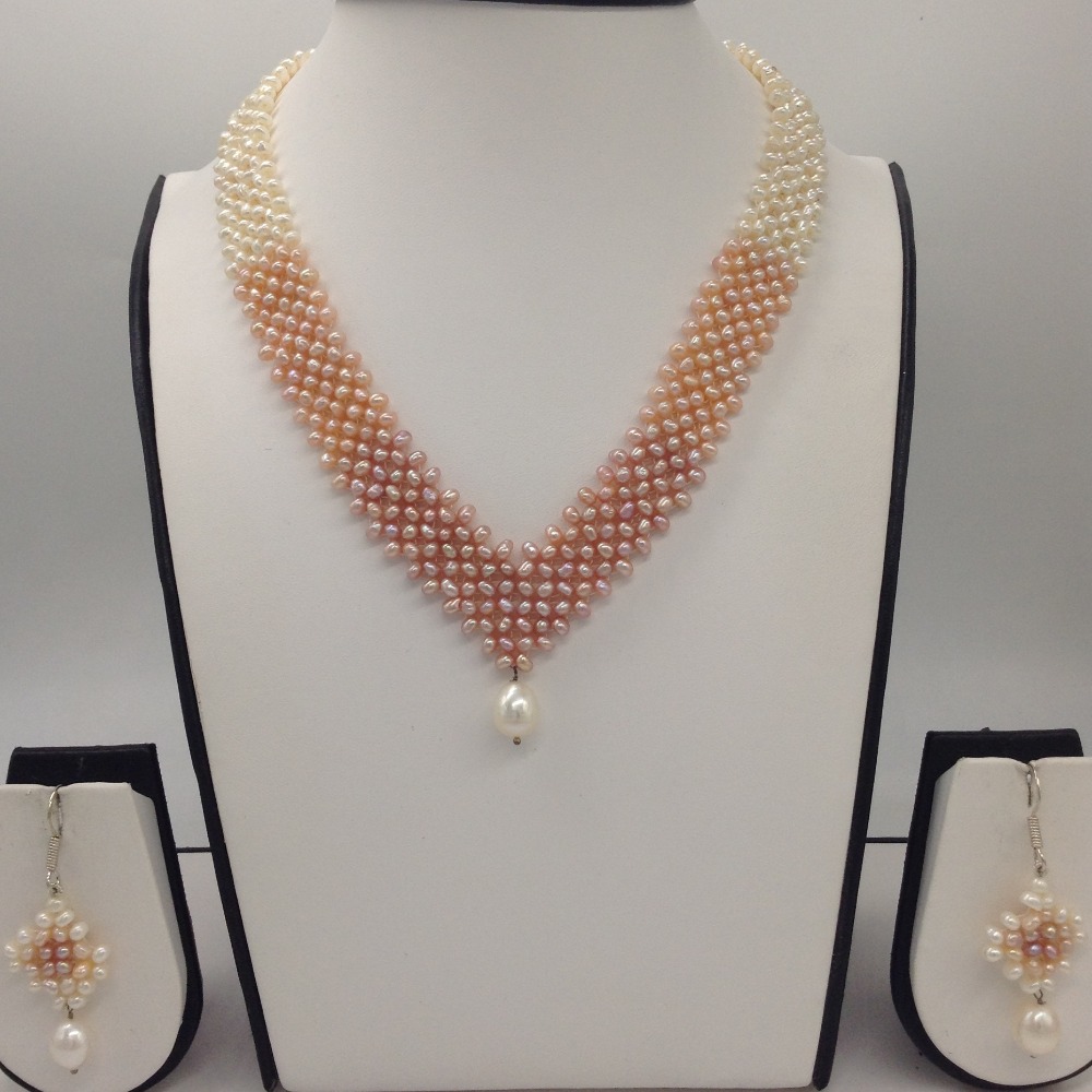 Multicolour shaded seed pearls "v" jaali necklace set jpp1028