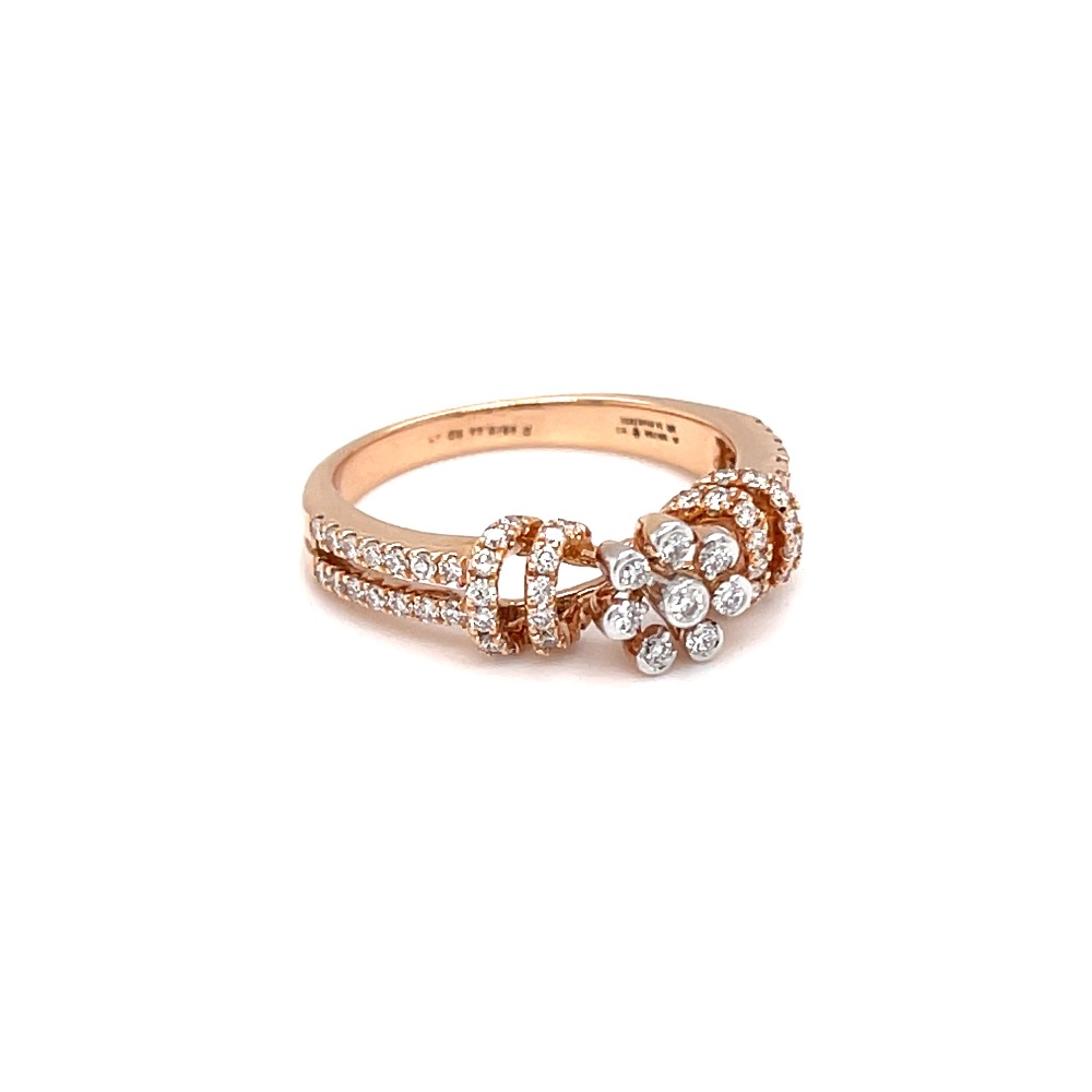 Floral design with dual band diamond ring in rose gold