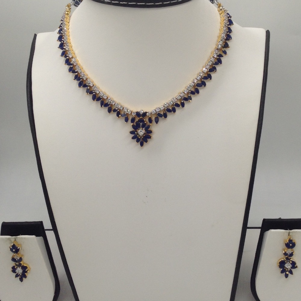 White and blue cz stones necklace set jnc0003