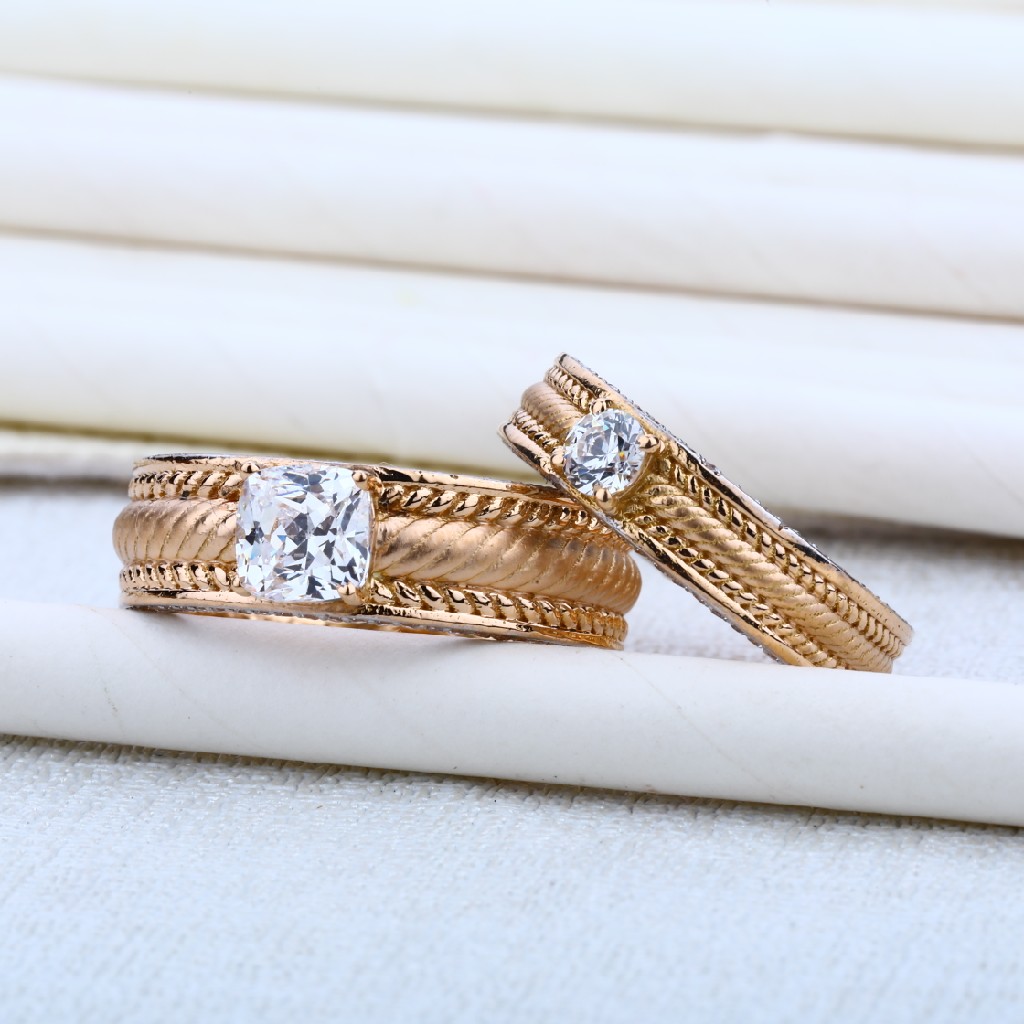 18K Special Rose Gold Cz Couple RING-RCR03