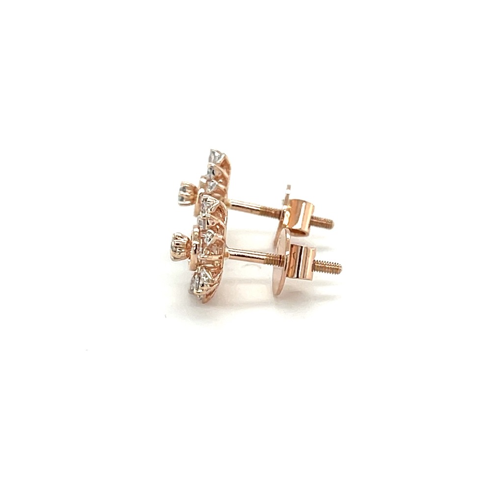 Sparkling Snowflake Diamond Earrings Studs in Rose Gold