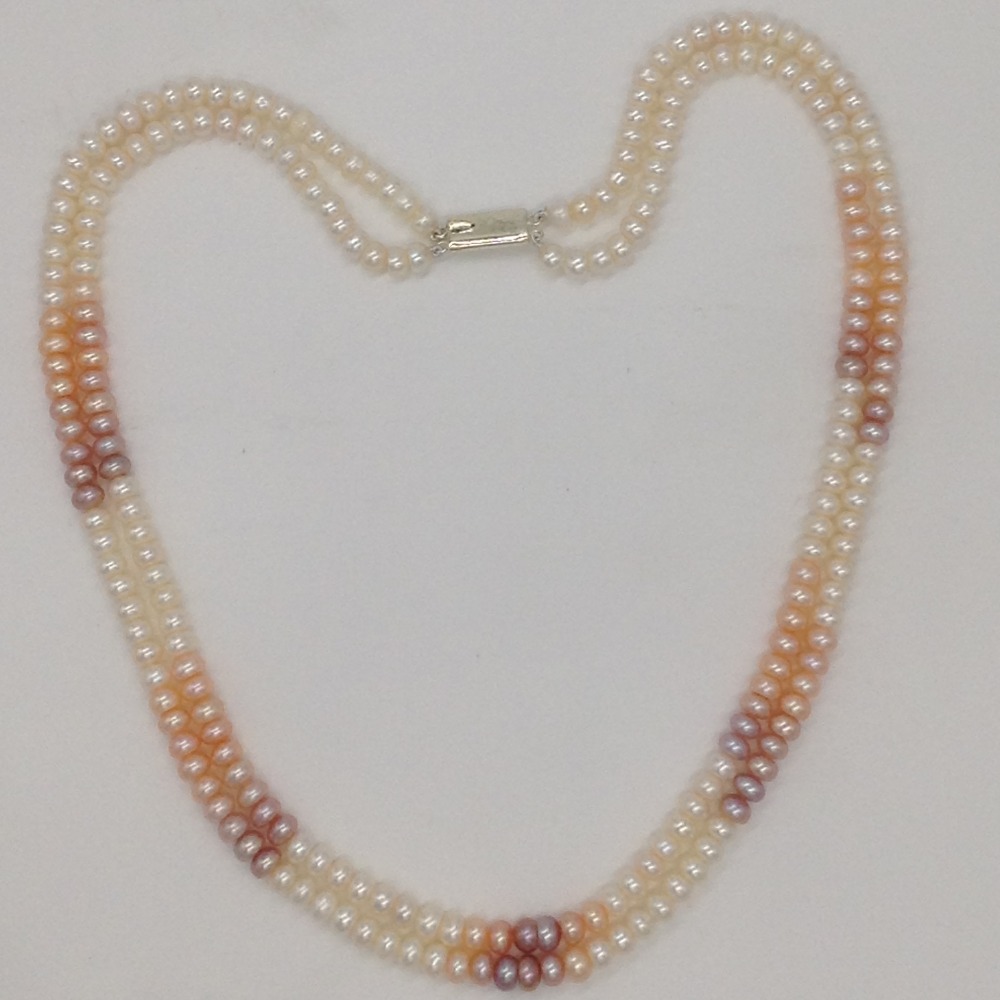 Multicoloured Shaded Flat Pearls 2 Layers Necklace JPM0315