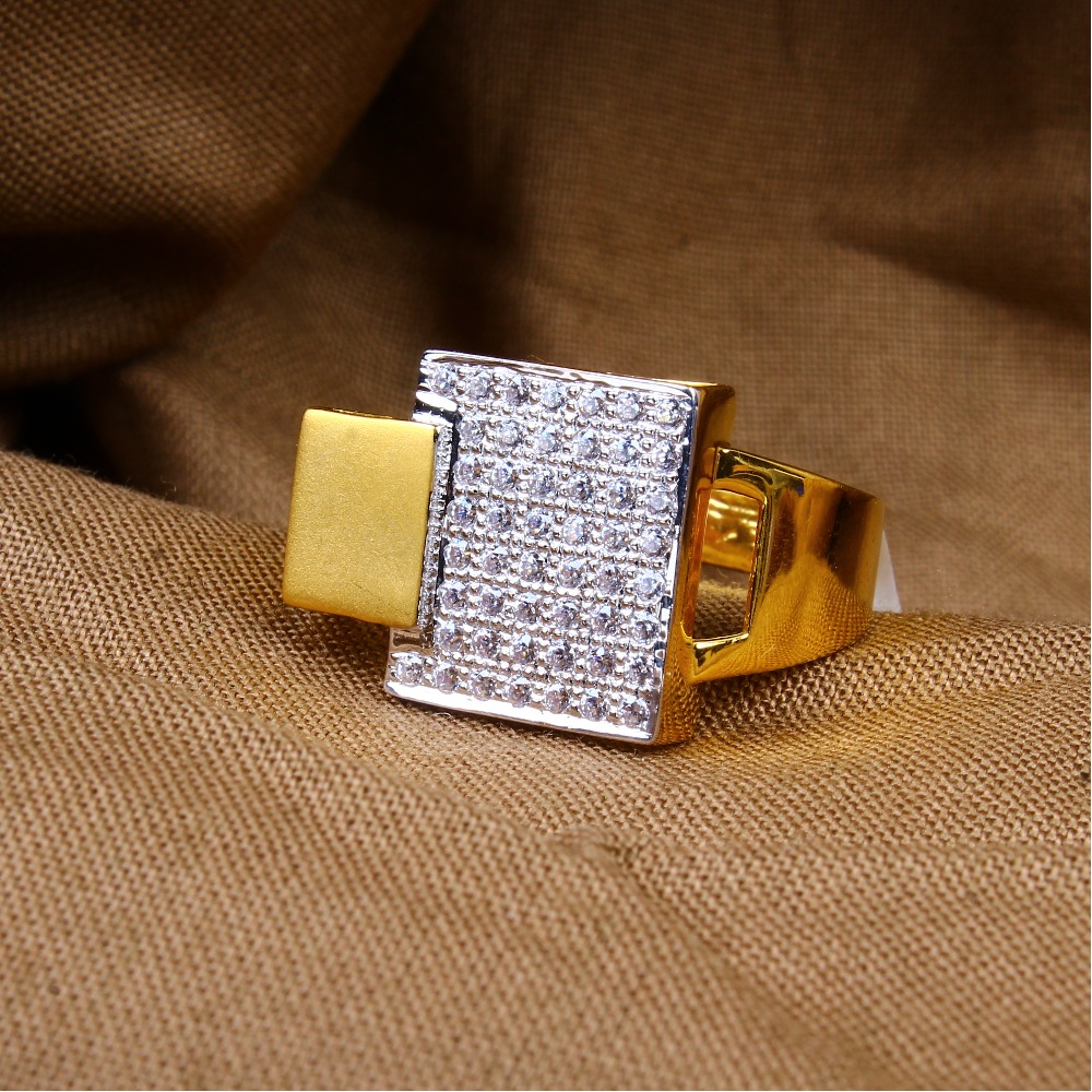 gold fancy square design cZ diamond Ring 156