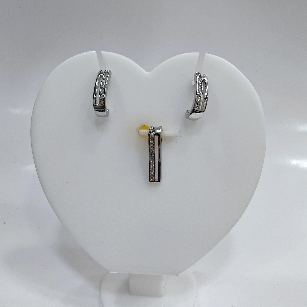 925 silver lining dimond chain pendant set