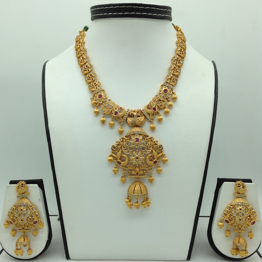 White and red cz antique necklace set jnc0121