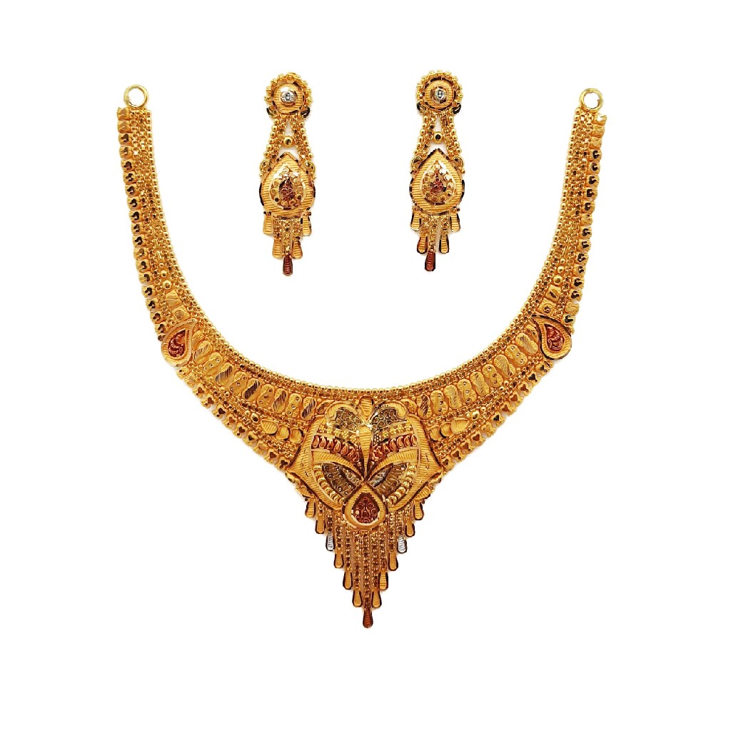22k Gold Culcutti Necklace with Earrings