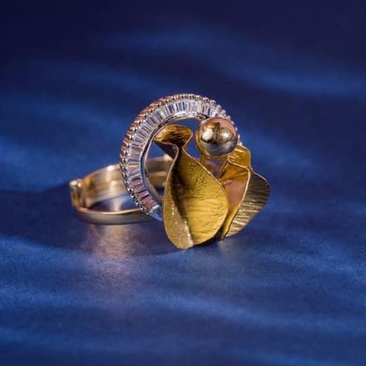 916 Gold Spra Dull Ladies Ring RH-SLR046