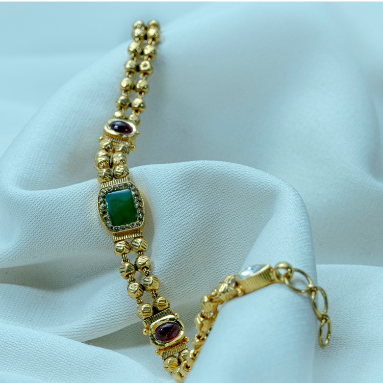 916 Gold Green Stone Antique Bracelet lB-581 
