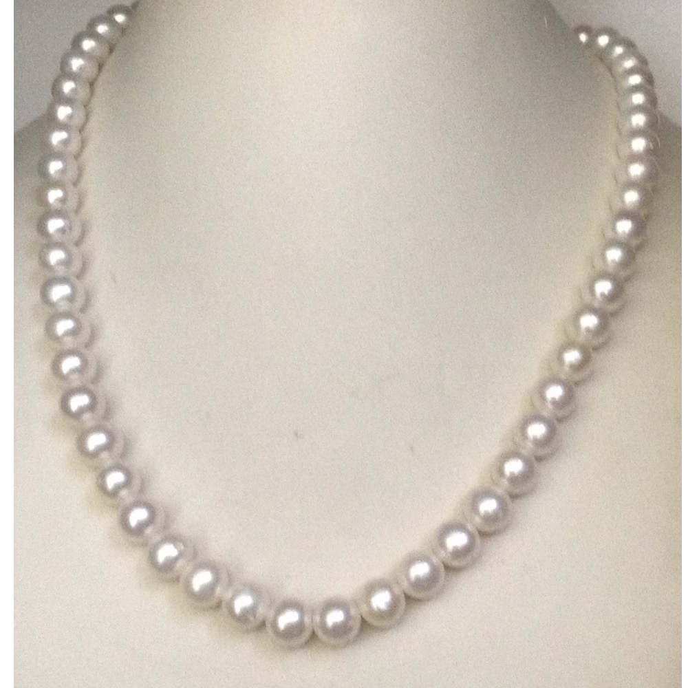 Freshwater white round pearls strand JPM0039