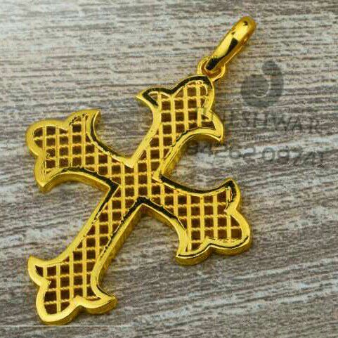 916 Plain Gold Cross fancy Pendant 