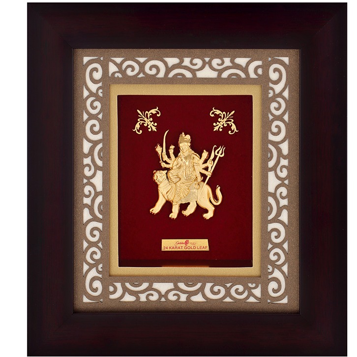 (18.5x21 cm)god mata ji divine photo frame 24 k gold
