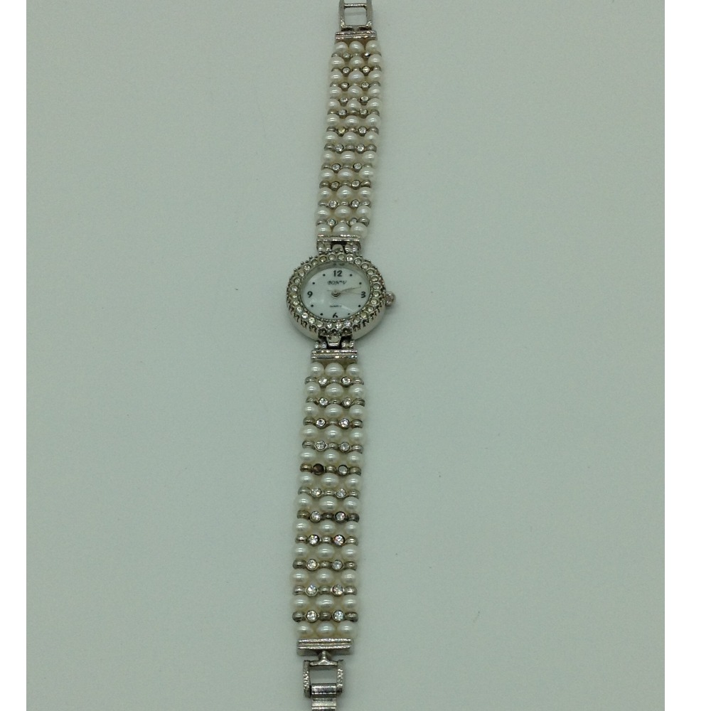 Freshwater White Round Pearls 3 Layers Watch JBG0246
