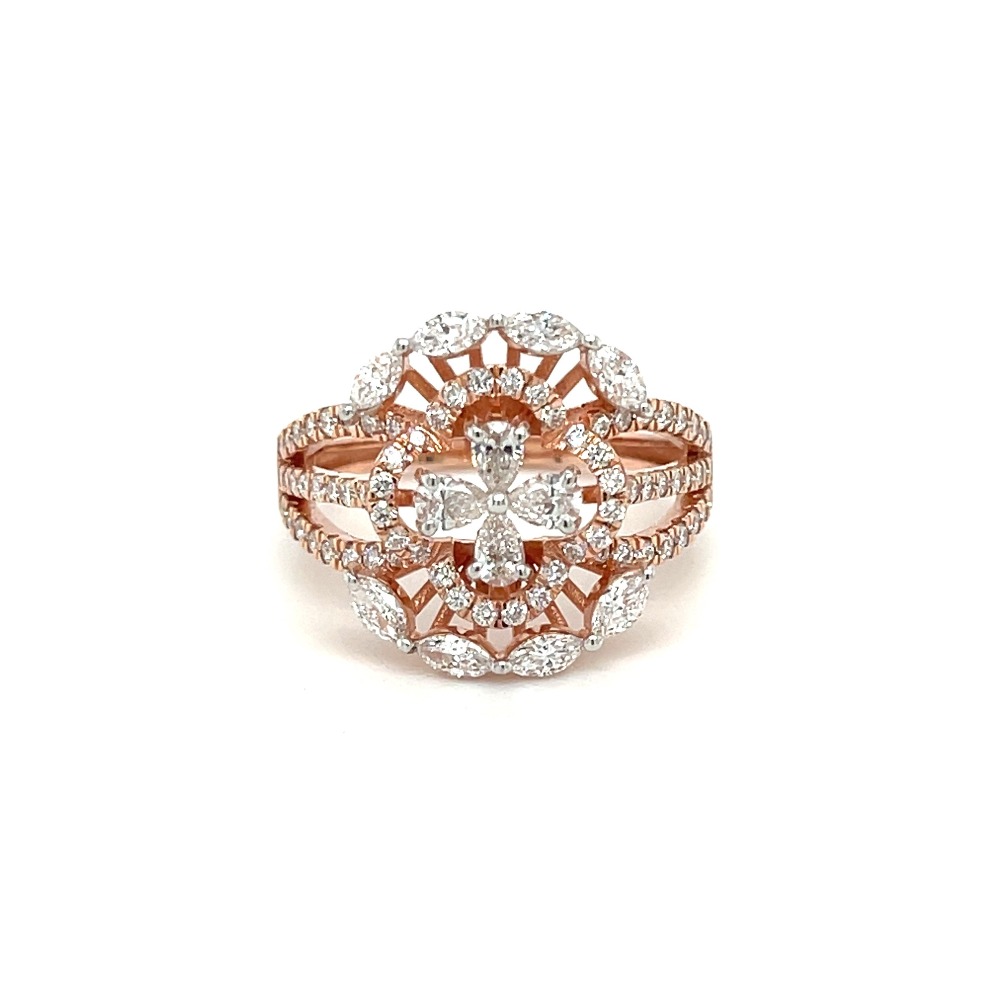 Clover Flower Inspired Diamond Ring in Top quality Diamonds