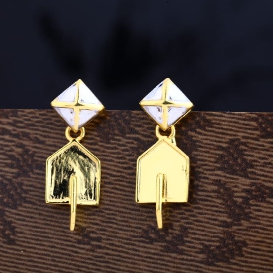 22 carat gold stylish classical plain ladies earrings RH-LE468