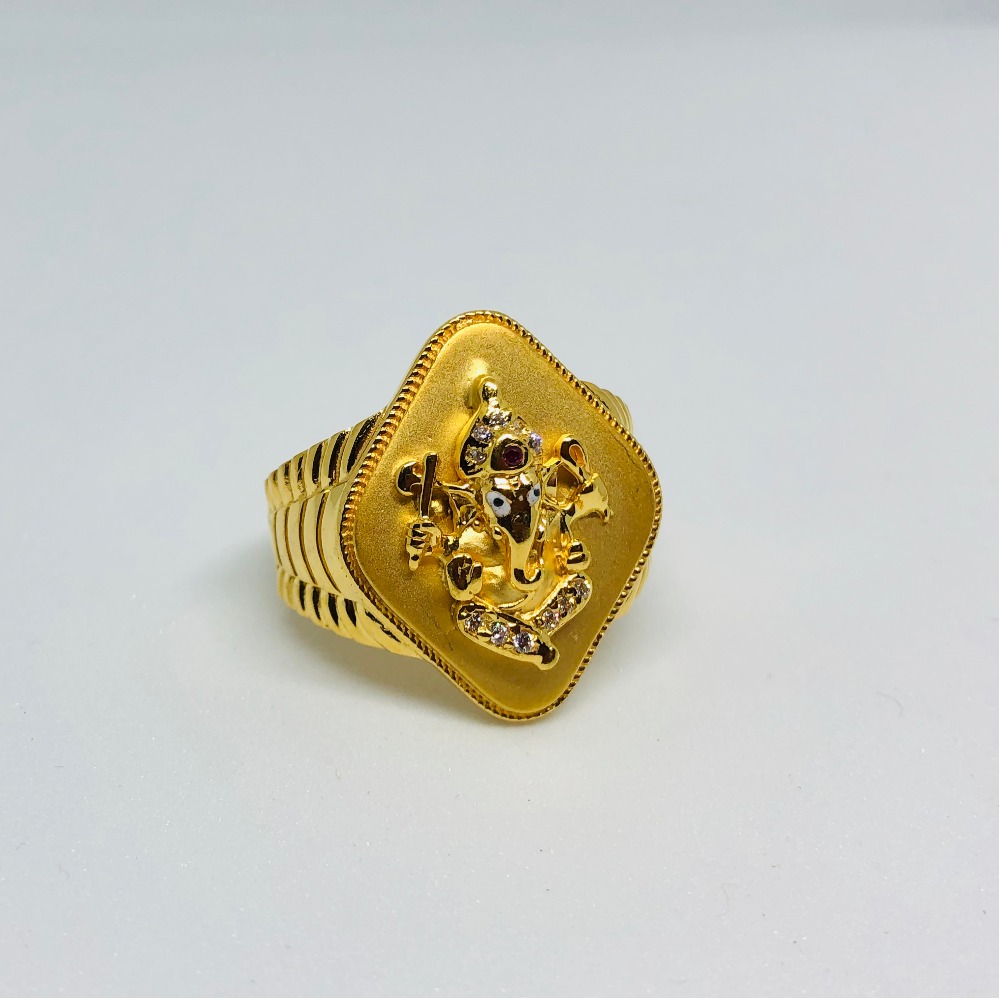 22KT Gold Ganesh Ring For Men KDJ-R003