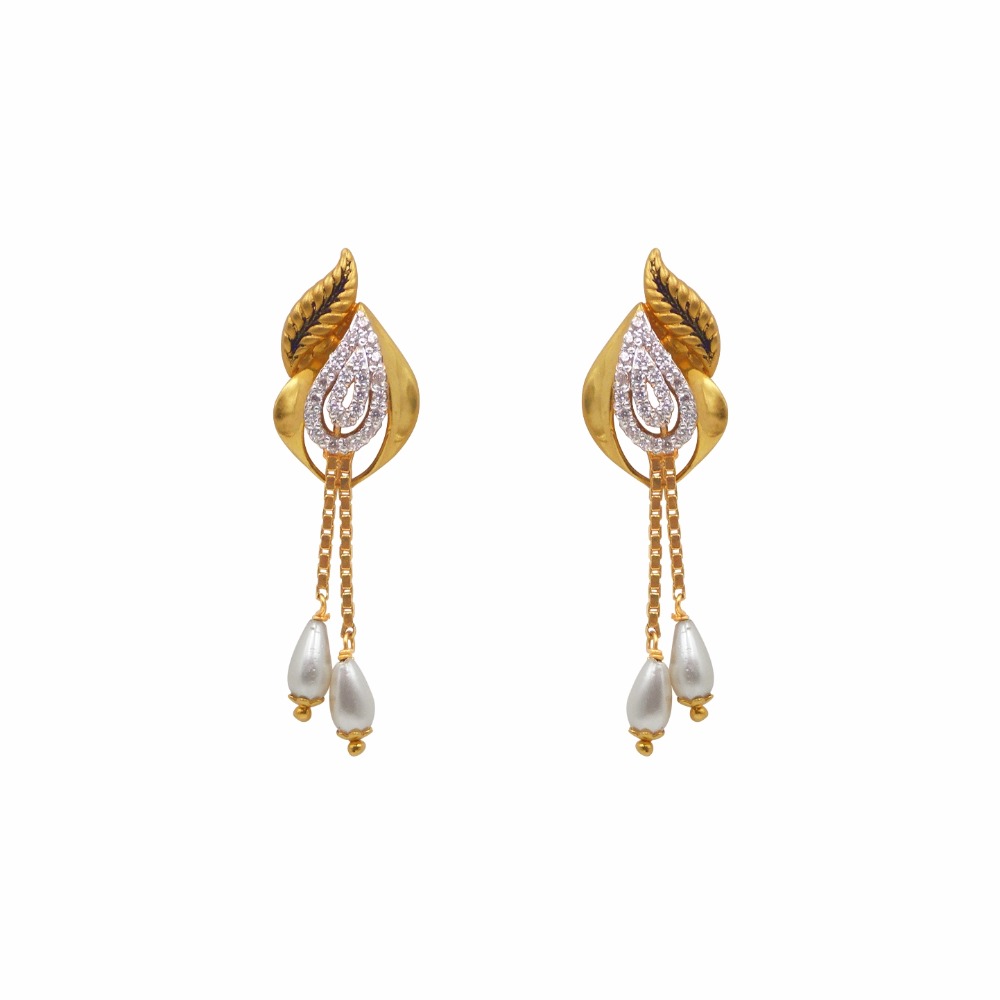 Three leaves Design Traditional 22K Gold earrings  atjewelsin