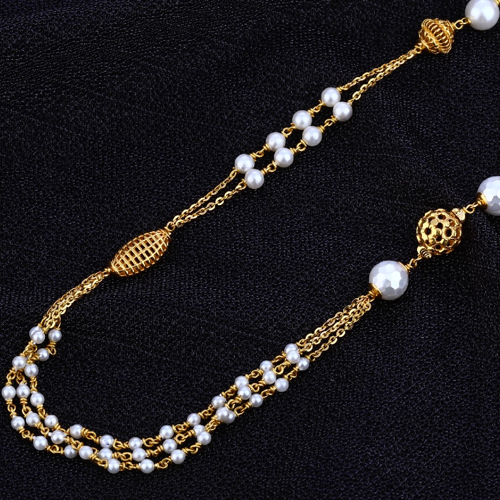 Ladies White Moti Delicate 22K Gold Mala-AC101