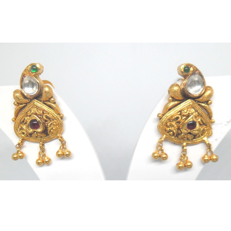 22kt / 916 antique jadtar earrings for ladies btg0308