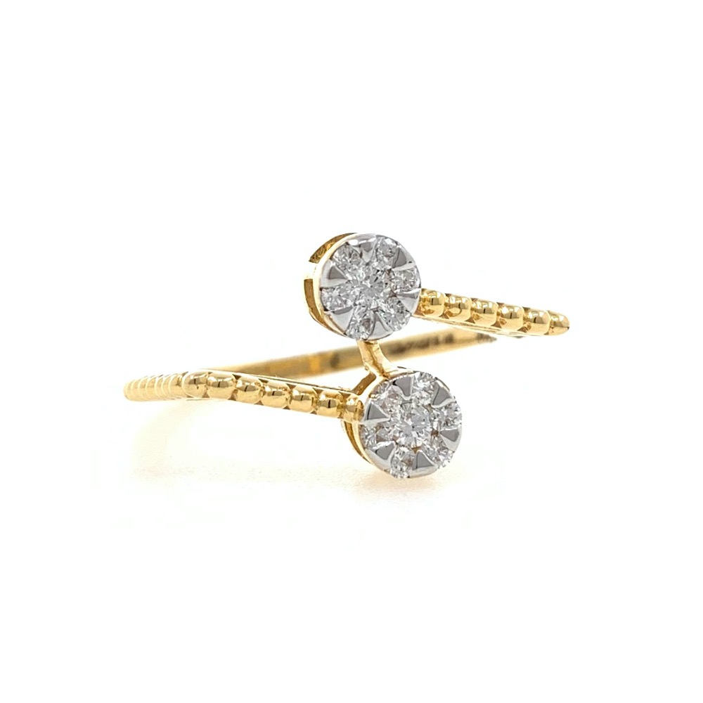 Dual Flower Fancy Diamond Ring in 18k Yellow Gold - 3.080 grams - 23 cents - VVS EF - 0LR56