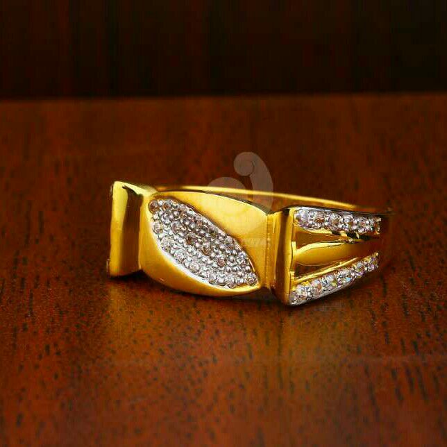 22ct Classic Cz Gold Gents Ring