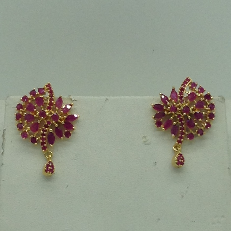 Red Cz Pendent Set With 2 Line Orange Pearls Mala JPS0844