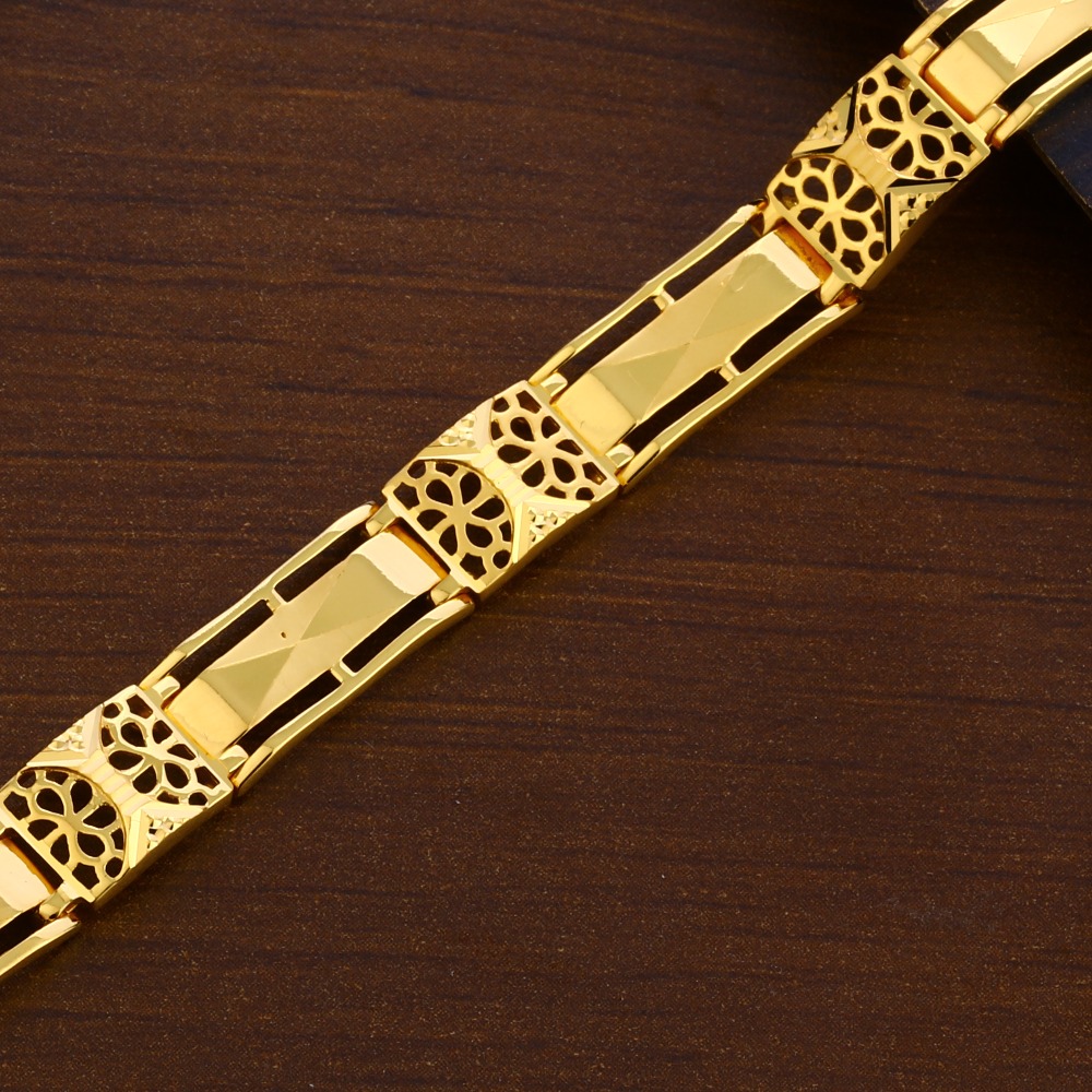 916 Gold Men's stylish Hallmark Plain Bracelet MPB256