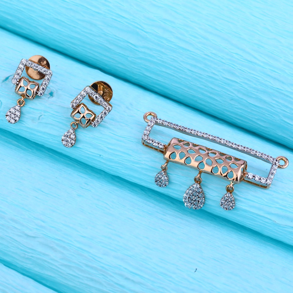 750 Rose Gold Cz Hallmark Pendant Set RMPN57