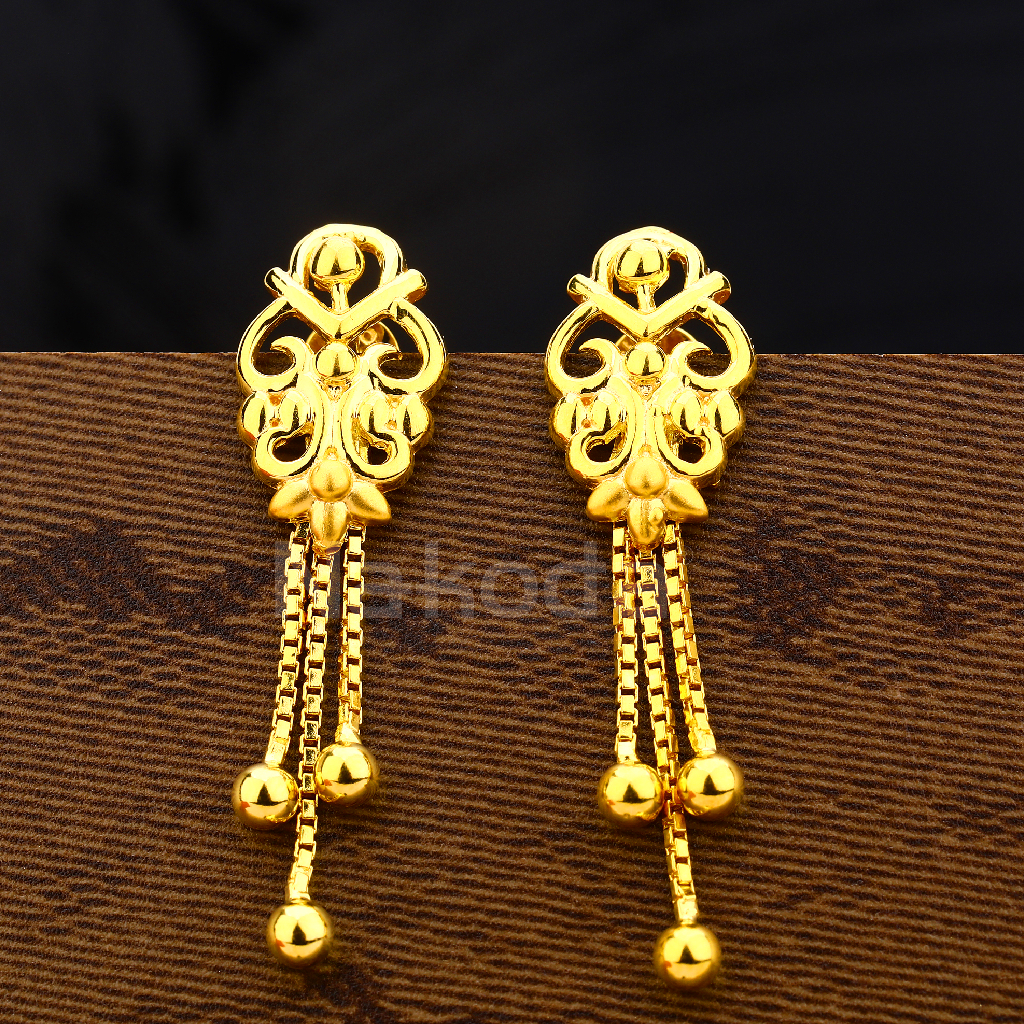 22KT Gold Ladies Designer Plain Earring LPE342