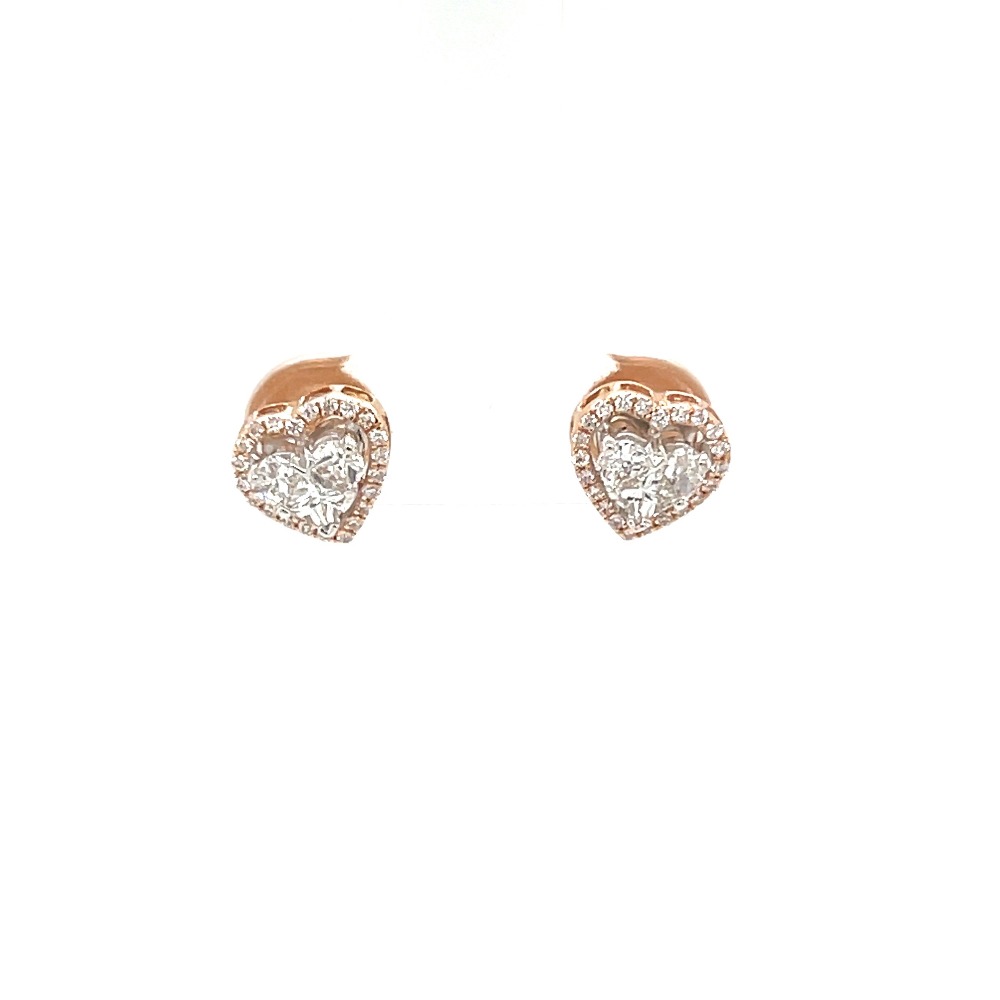 Heart shaped Pie Cut Solitaire Look Diamond Stud Earring