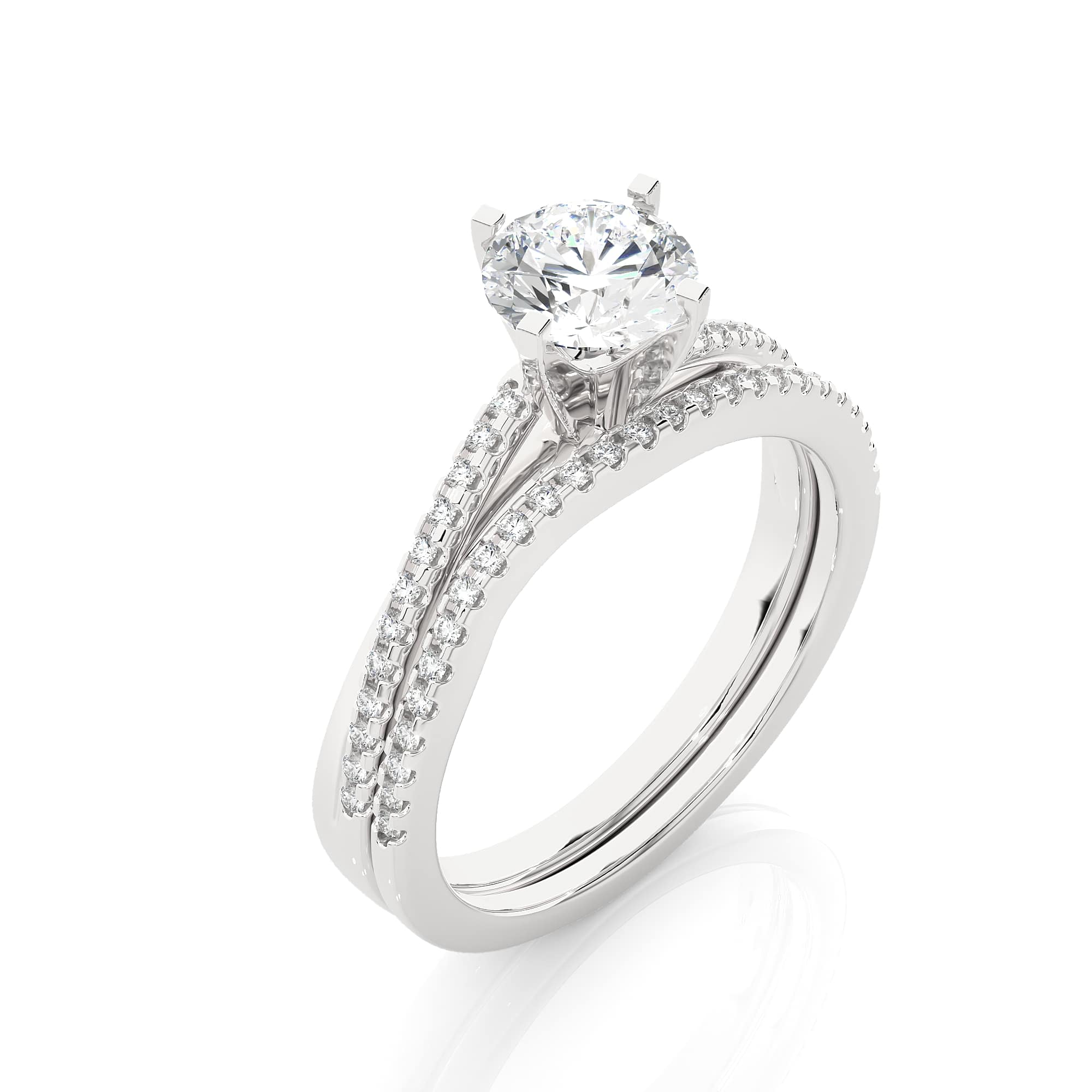 Double layer Solitaire Ring WG