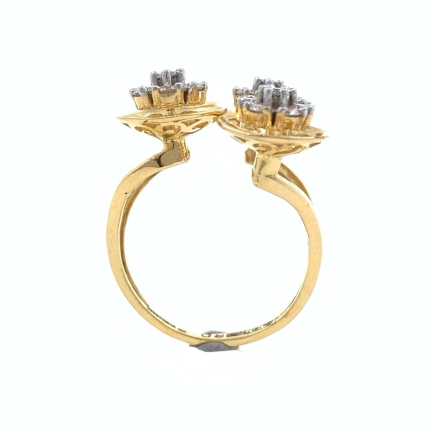 Quad Flower diamond Cocktail Ring in 18k Yellow Gold - 6.500 grams - VVS EF 0.87 carats - 0LR59