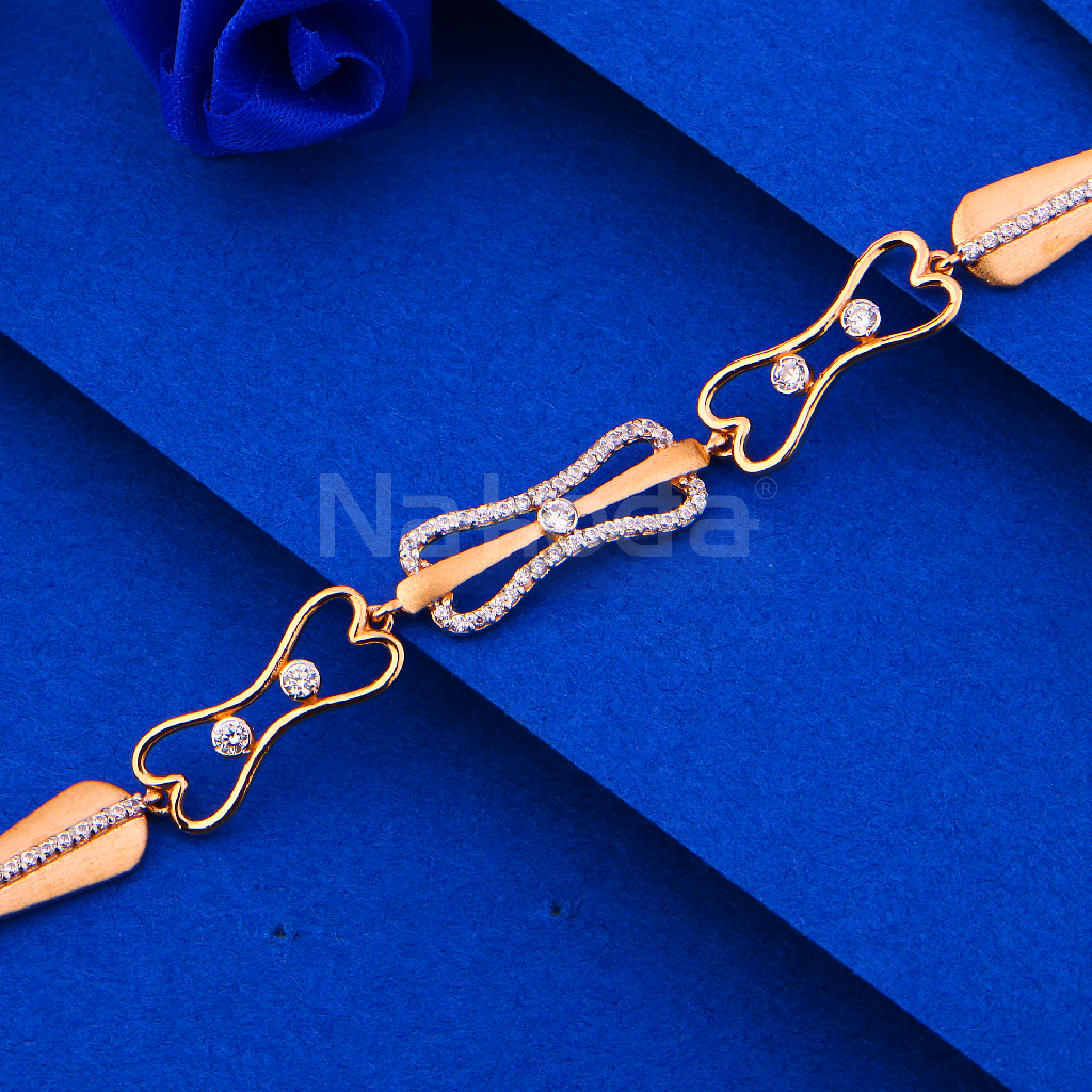 750 Rose Gold Women's Stylish CZ  Bracelet RLB111